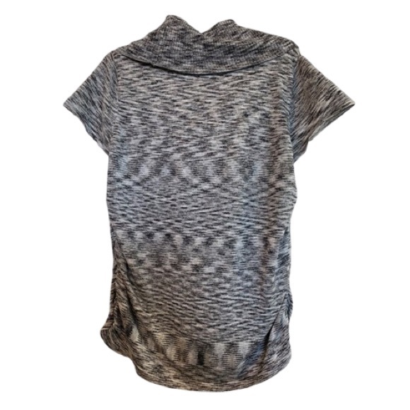 APT. 9 Sweater Black Grey White Metallic Silver Cowl Neck Short Sleeve Size XL - Picture 7 of 14